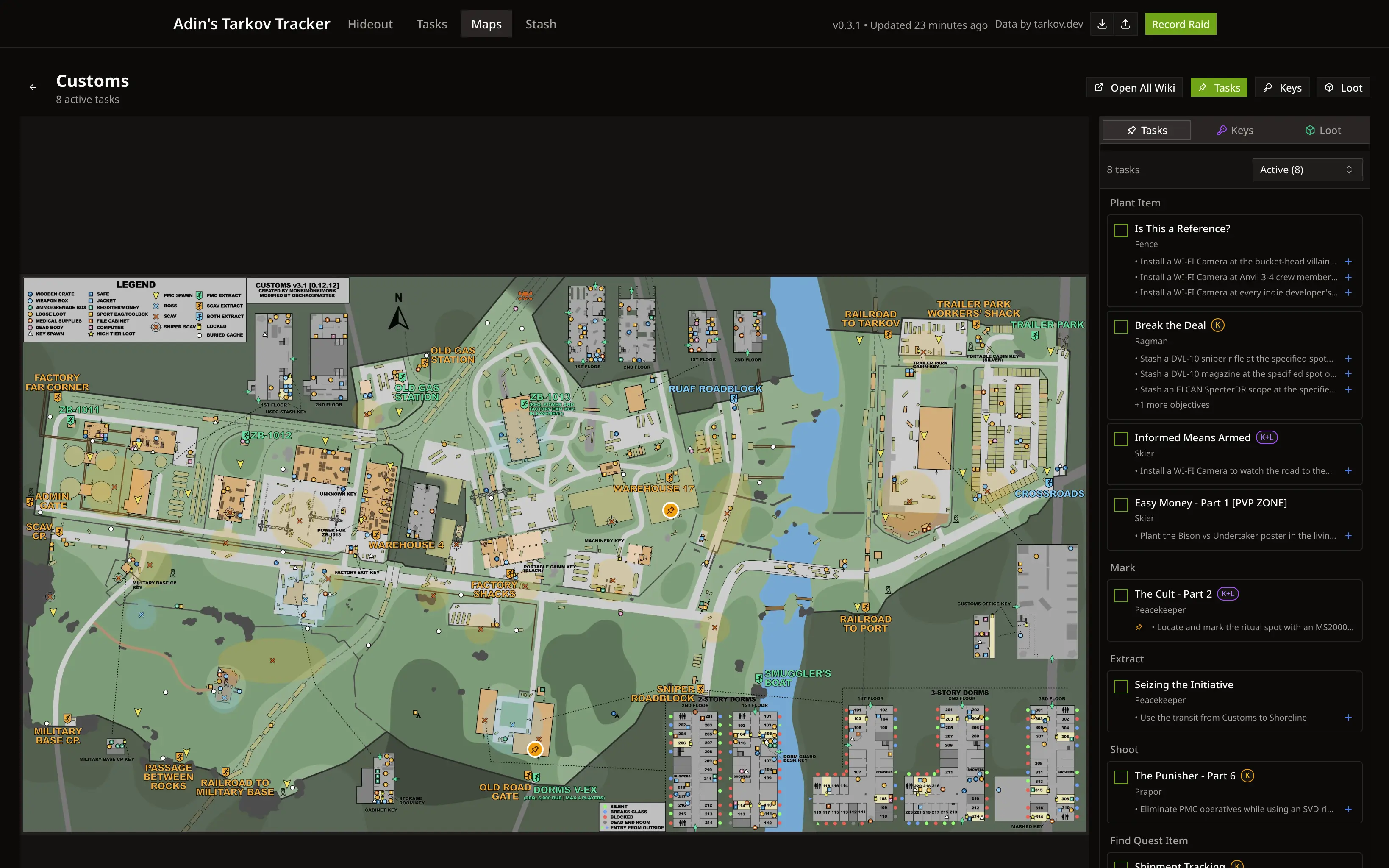 Map view with task pins